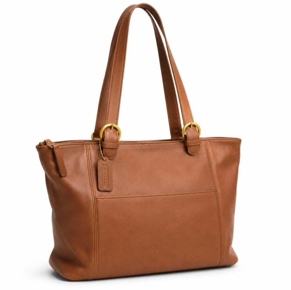 Vintage Coach Soho Zip Tote 4155 British Tan Leather USA Large Bag